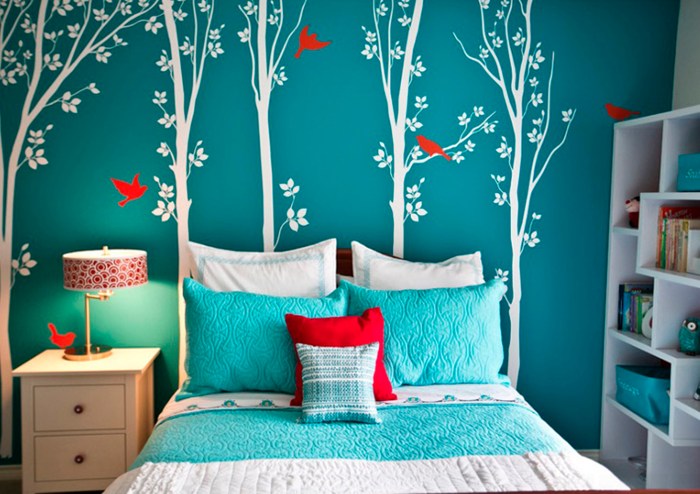 Turquoise teal walls coastal duck apartment renovating