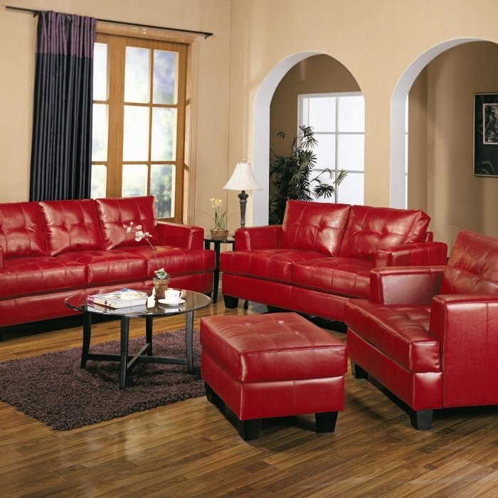 Wohnzimmer ideen rotes sofa